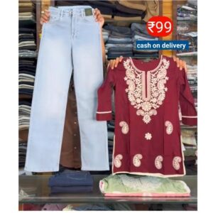 Cotton Top & Jeans for Girls – Premium Casual Wear Online | Easy EMI, Credit Card & Loan Offers | Trending Outfit for University & MBA Students