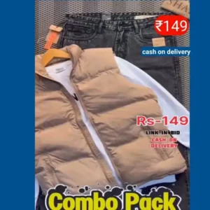 “Men’s Puffer Vest with Dark Grey Jeans | Smart Casual Winter Outfit 2025 • Lightweight Layered Style • Everyday Comfort Wear”