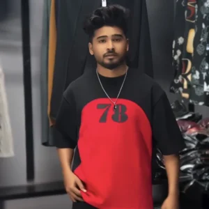 Men’s Red & Black Short Sleeve T-Shirt – Premium Cotton, Stylish Dual Tone Design, Trendy Casual Wear 2026