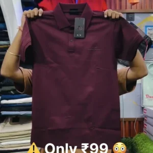 Men’s Maroon Polo Neck T-Shirt – Premium Cotton, Smart Casual Style, Slim Fit Comfort 2026